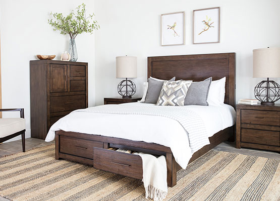 chocolate riley queen panel bed