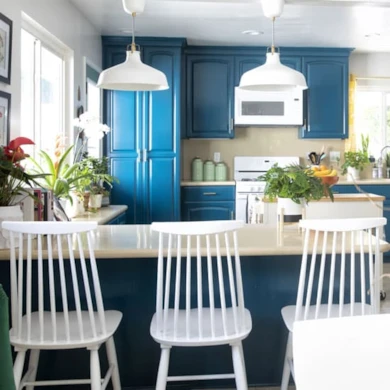 bright blue kitchen