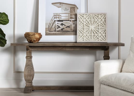 console table combined wood metal
