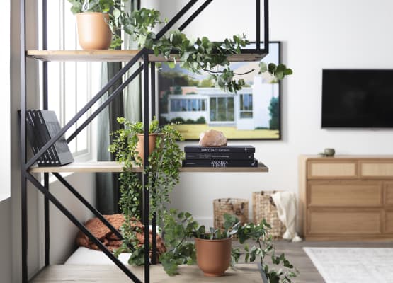black wall shelf idea for living room