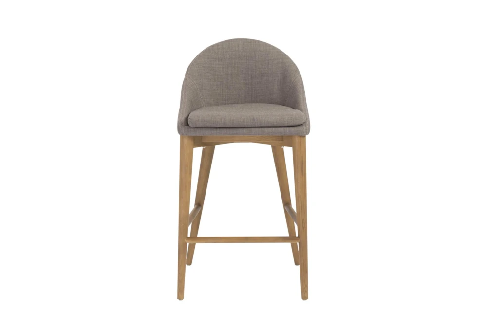 Grey Contract Grade Curved Back 26" Counter Stool With Walnut Legs