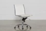 Copenhagen White Faux Leather And Chrome Low Back Armless Rolling Office Desk Chair - Signature