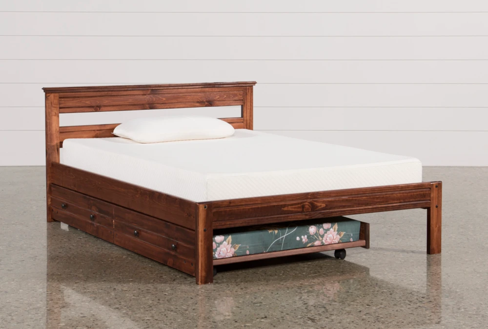 Sedona Full Wood Platform Bed With Trundle With Mattress