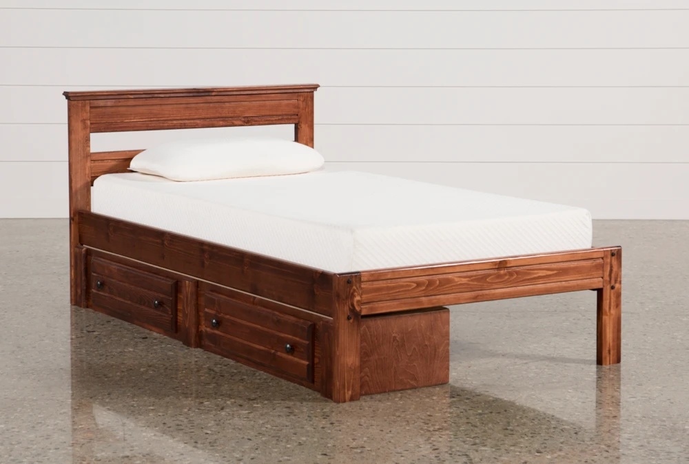 Sedona Twin Wood Platform Bed With Single 2- Drawer Storage Unit