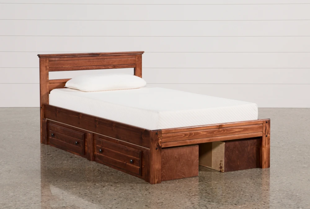 Sedona Twin Wood Platform Bed With Double 2- Drawer Storage Unit