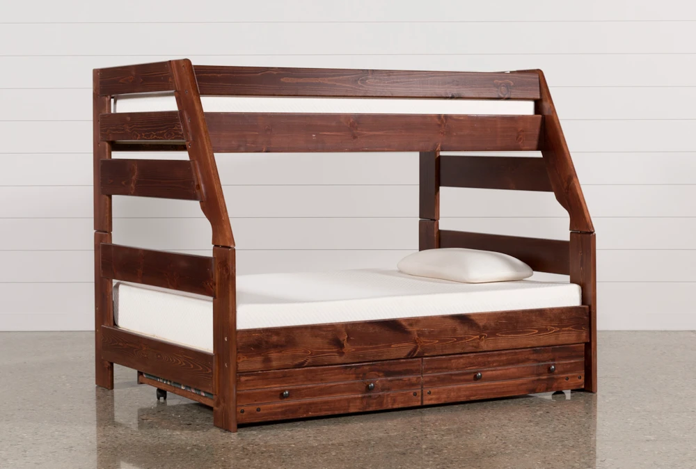 Sedona Twin Over Full Wood Bunk Bed With Trundle With Mattress