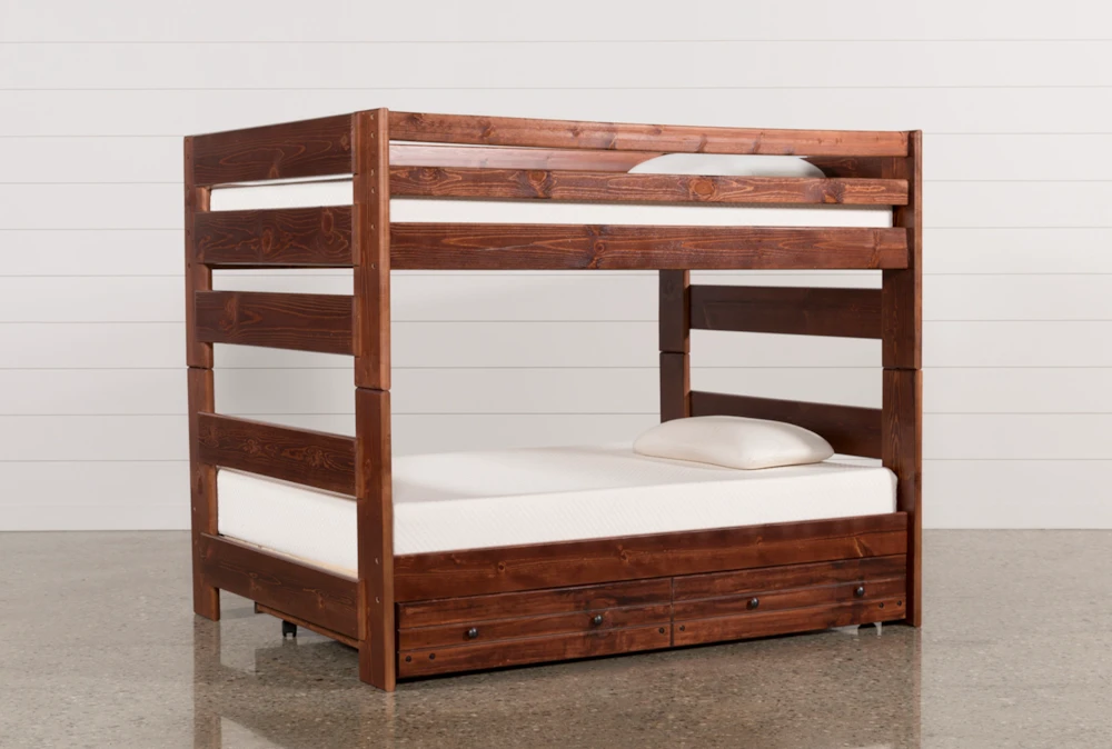 Sedona Full Over Full Wood Bunk Bed With Trundle With Mattress