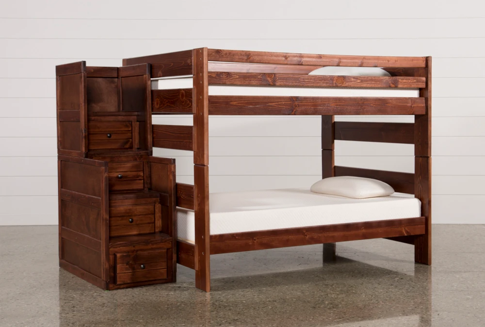 Sedona Full Over Full Wood Bunk Bed With Stairway Chest