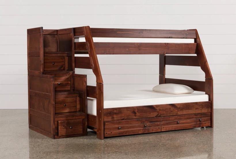 Sedona Twin Over Full Wood Bunk Bed With Trundle/Mattress & Stairway Chest - 360