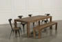 Amos 71-91" Extendable Dining With Bench + Side Chair Set For 6 - Side