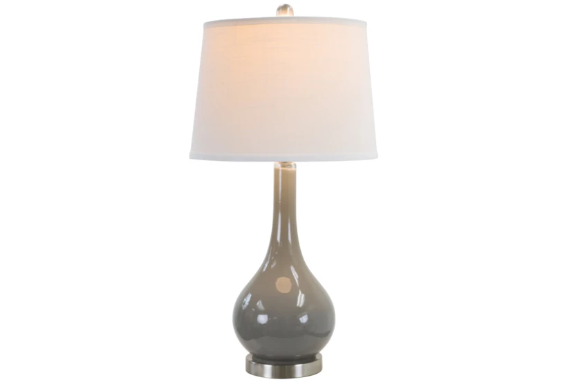 28 Inch Grey Glass + Brushed Nickel Base Table Lamp - 360