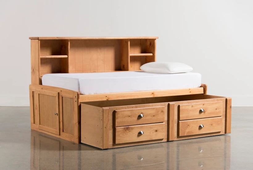Summit Caramel Twin Roomsaver Bed With 2- Drawer Captains Trundle - 360
