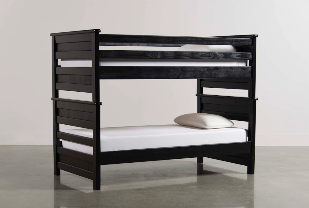 Summit Black Twin Over Twin Wood Bunk Bed
