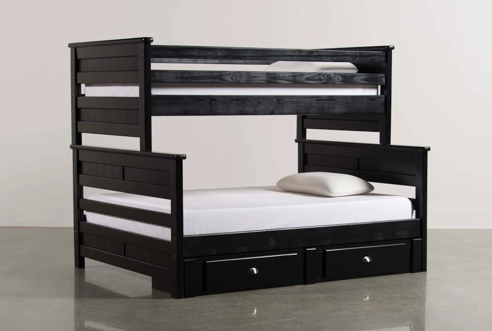 Summit Black Twin Over Full Wood Bunk Bed With 2-Drawer Underbed Storage
