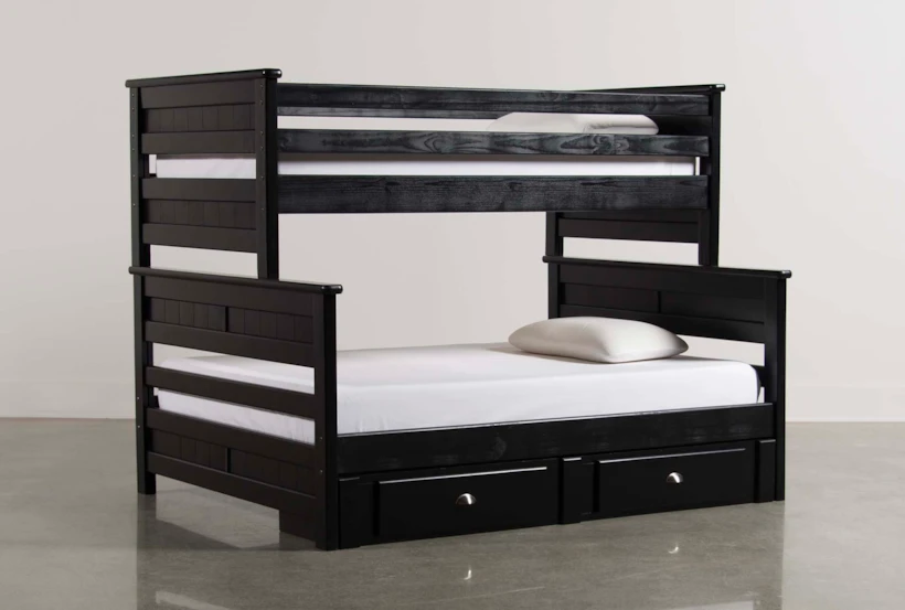 Summit Black Twin Over Full Wood Bunk Bed With 2-Drawer Underbed Storage - 360