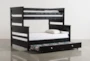Summit Black Twin Over Full Wood Bunk Bed With Trundle With Mattress - Back