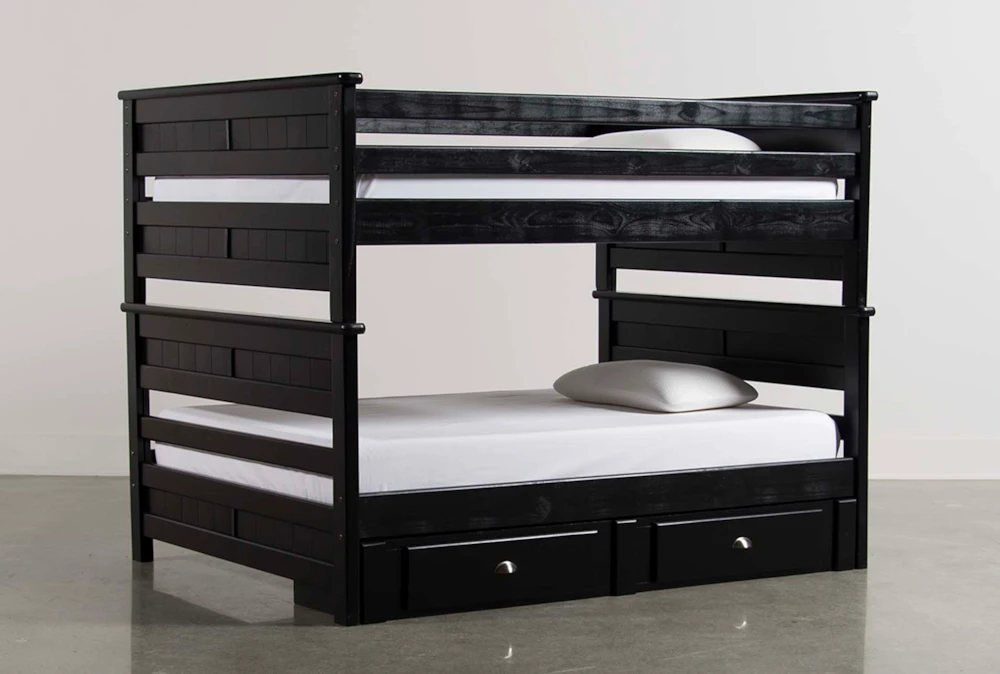 Summit Black Full Over Full Wood Bunk Bed With 2-Drawer Underbed Storage