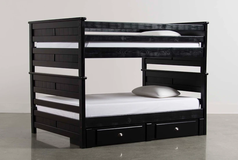 Summit Black Full Over Full Wood Bunk Bed With 2-Drawer Underbed Storage - 360