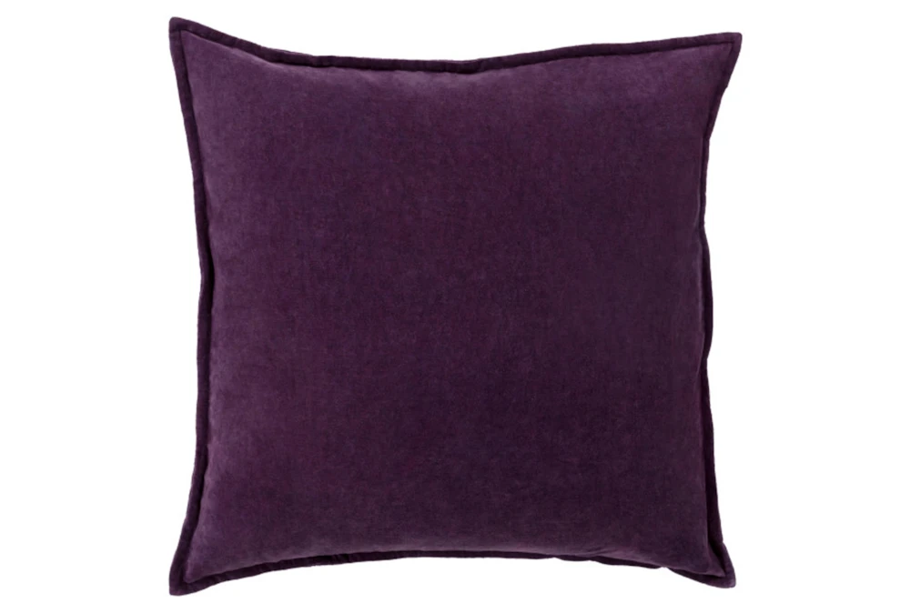 18x18 Eggplant Purple Cotton Velvet Flange Edge Throw Pillow