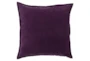 18x18 Eggplant Purple Cotton Velvet Flange Edge Throw Pillow - Signature