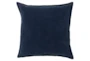 18x18 Deep Navy Blue Cotton Velvet Flange Edge Throw Pillow - Signature