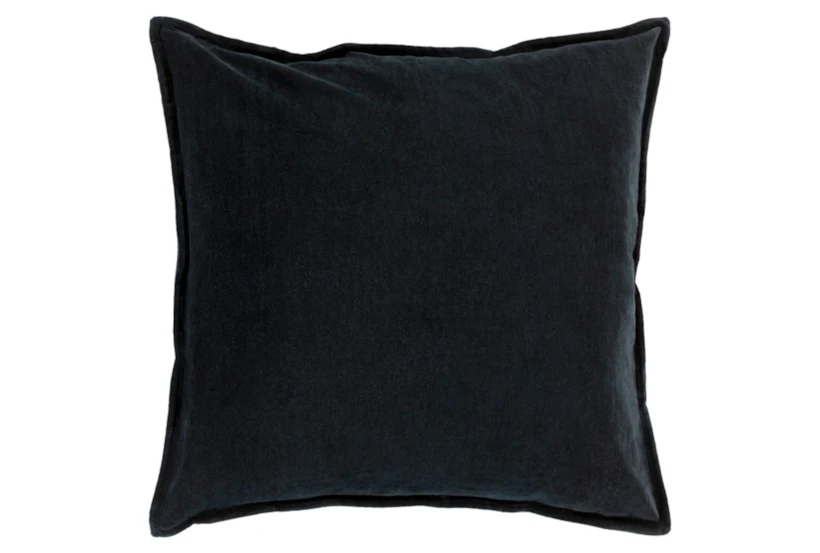 18x18 Black Cotton Velvet Flange Edge Throw Pillow - 360