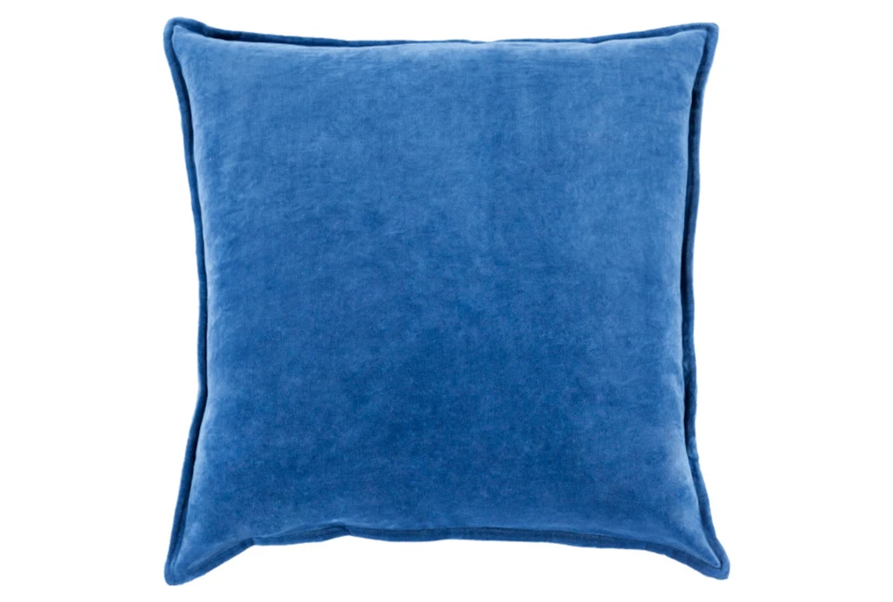 18x18 Cobalt Blue Cotton Velvet Flange Edge Throw Pillow