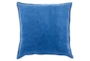 18x18 Cobalt Blue Cotton Velvet Flange Edge Throw Pillow - Signature