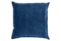 18x18 Blue Cotton Velvet Flange Edge Throw Pillow - Signature