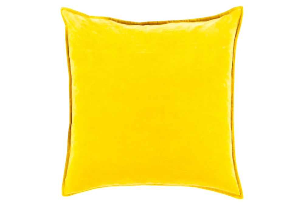 18x18 Canary Yellow Cotton Velvet Flange Edge Throw Pillow