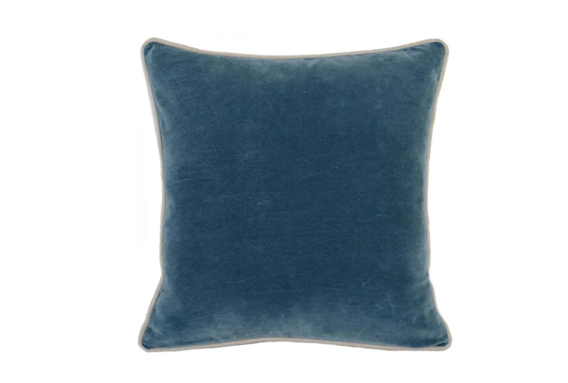 18X18 Marine Teal Blue Stonewashed Velvet Throw Pillow - 360