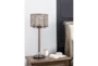 28 Inch Bronze + Black Industrial Style Table Lamp With Fine Mesh Shade - Room