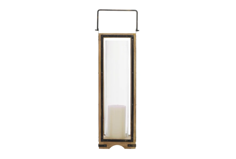 31 Inch Wood Metal Glass Lantern - 360