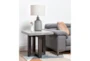 25 Inch Dark Grey Concrete Drum Table Lamp - Room