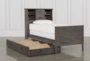 Owen Grey Twin Wood Bookcase Bed With Trundle Storage - Side