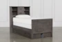 Owen Grey Twin Wood Bookcase Bed With Double 2-Drawer Storage Unit - Signature