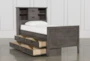 Owen Grey Twin Wood Bookcase Bed With Single 4-Drawer Storage Unit - Side