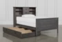 Owen Grey Full Wood Bookcase Bed With Trundle Storage - Side