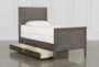 Owen Grey Twin Wood Panel Bed With Single 2-Drawer Storage Unit - Side
