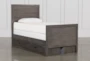 Owen Grey Twin Wood Panel Bed With Double 2-Drawer Storage Unit - Signature