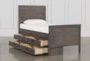 Owen Grey Twin Wood Panel Bed With Single 4-Drawer Storage Unit - Side