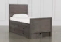 Owen Grey Twin Wood Panel Bed With Double 4-Drawer Storage Unit - Signature