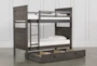 Owen Grey Twin Over Twin Wood Bunk Bed With Storage Trundle - Side