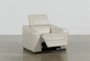 Kristen Silver Grey Leather Power Recliner with Adjustable Headrest & USB - Side