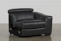 Kristen Slate Grey Leather Right Facing Power Recliner with Adjustable Headrest & USB - Side
