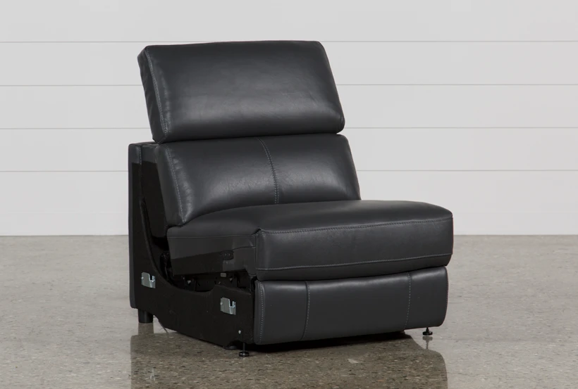 Kristen Slate Grey Leather Armless Power Recliner with Adjustable Headrest & USB - 360
