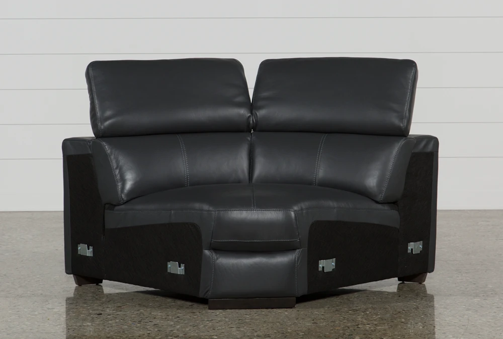 Kristen Slate Grey Leather Corner Wedge with Adjustable Headrest