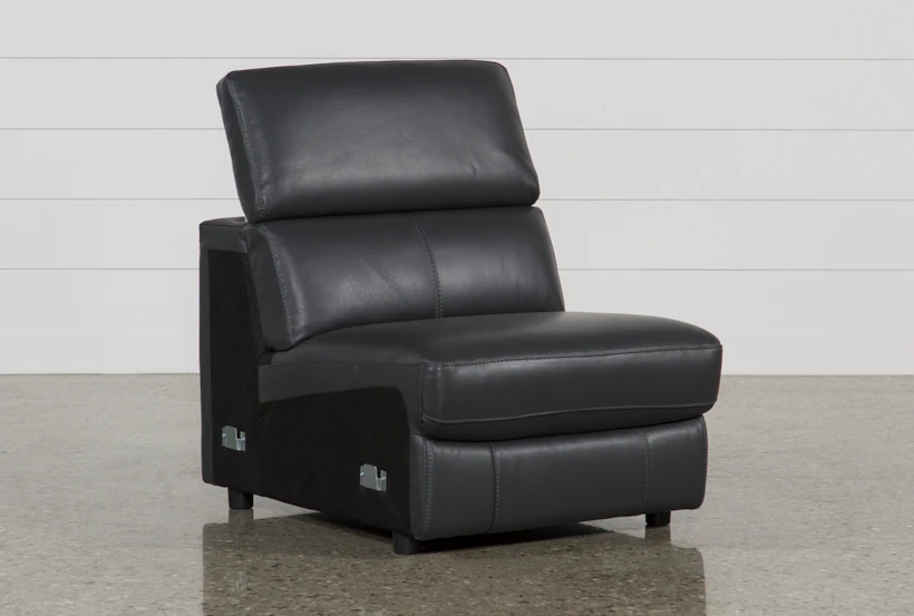 Kristen Slate Grey Leather Armless Chair - 360