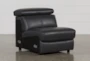 Kristen Slate Grey Leather Armless Chair - Side
