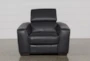 Kristen Slate Grey Leather Power Recliner with Adjustable Headrest & USB - Front